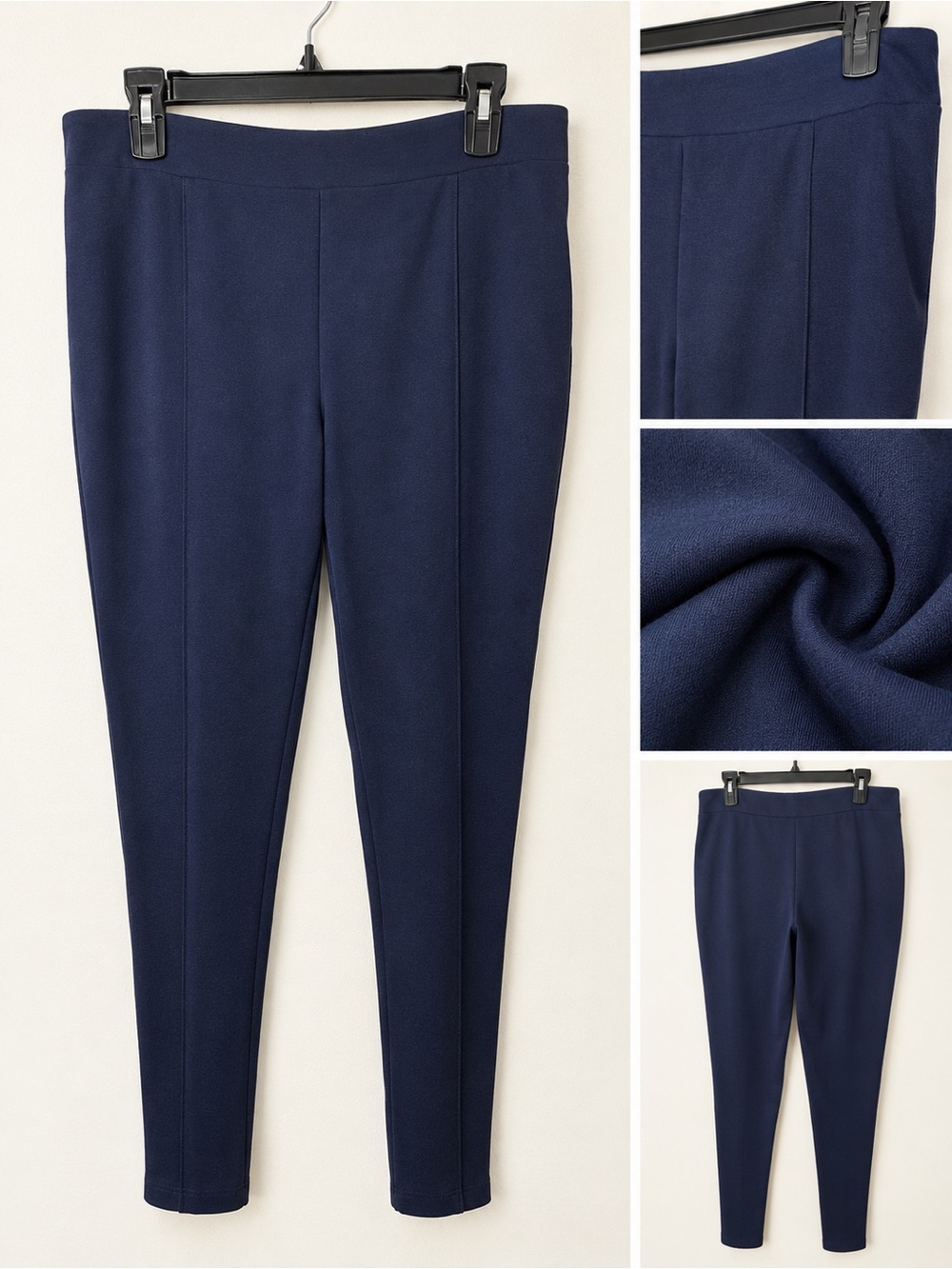 ✨ Wonderly Navy Blue Seamed Ponte Pants – Size XL